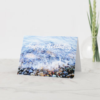 Carte de voeux d'anniversaire vague bleue