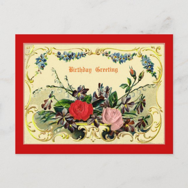 Carte de voeux d'anniversaire vintage (Devant)