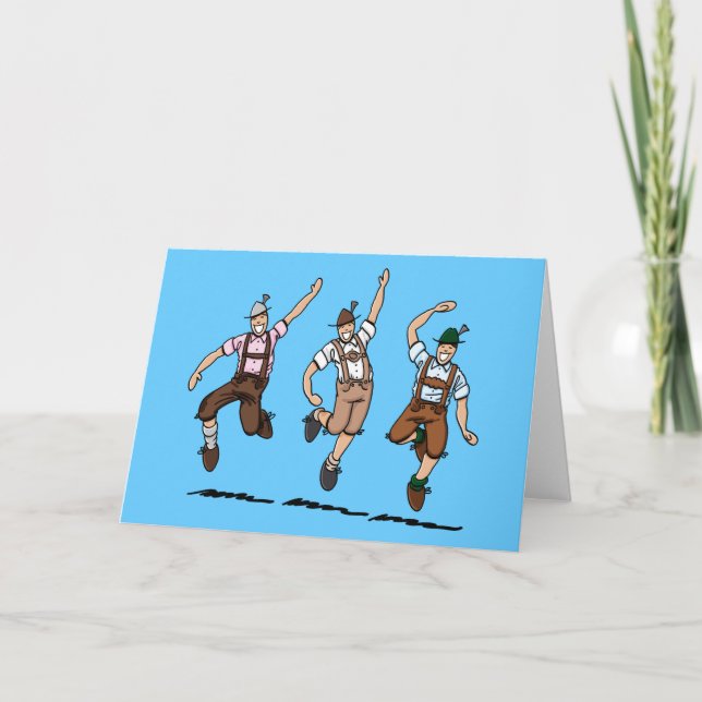 Carte de voeux Danse Bavarian Lederhosen Hommes (Devant)