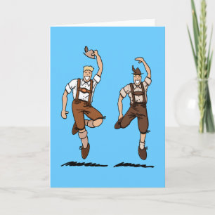 Carte de voeux Danse Bavarian Lederhosen Hommes