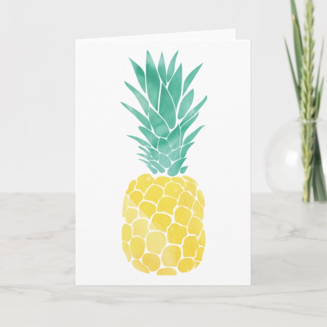 Carte de voeux d'aquarelle d'ananas (blanc à (Devant)