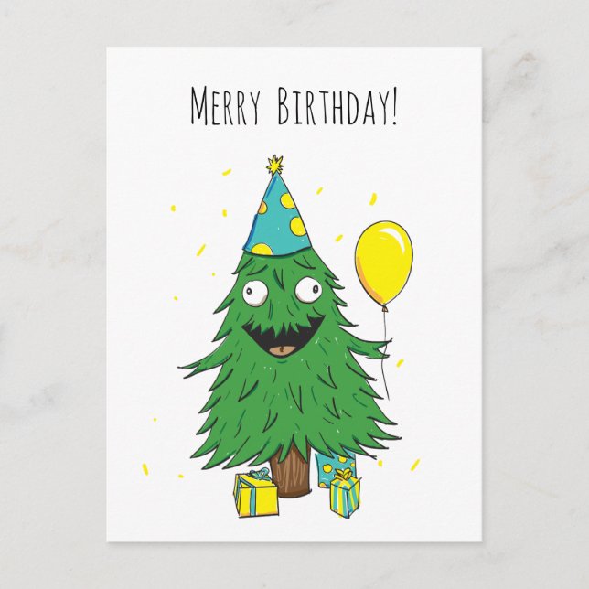 Carte de vœux d'arbre de Noël d'anniversaire (Devant)