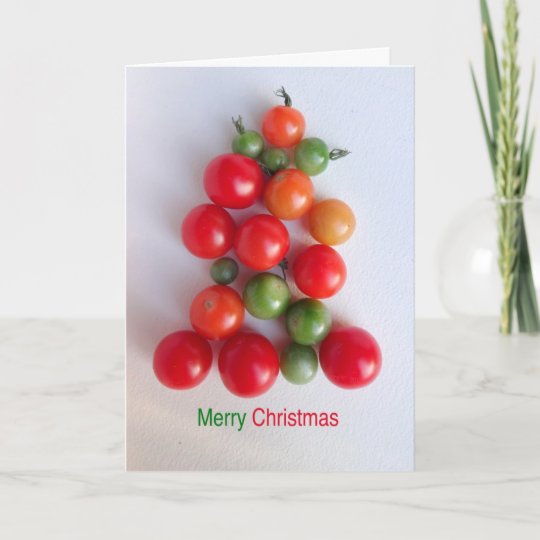 Carte De Voeux D Arbre De Noel De Tomate Cerise Zazzle Ca