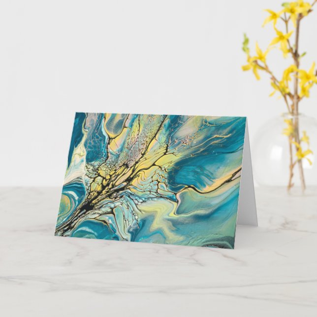 Carte de voeux d'art Abstrait - Blanc à l'intérieu (Fleur jaune)