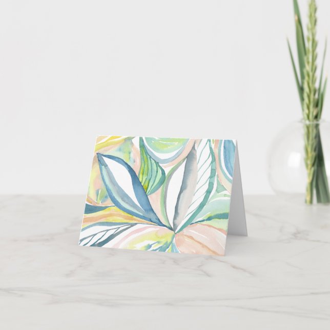 Carte de vœux d'art abstrait de feuille aquarelle (Devant)