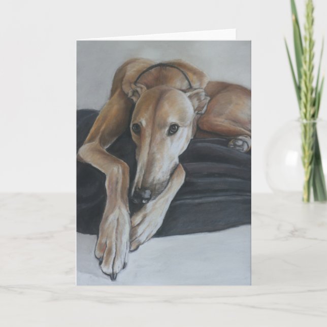 Carte de voeux d'art de chien de lévrier de (Devant)