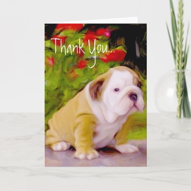 Carte de voeux d'art de chiot de bouledogue de (Devant)