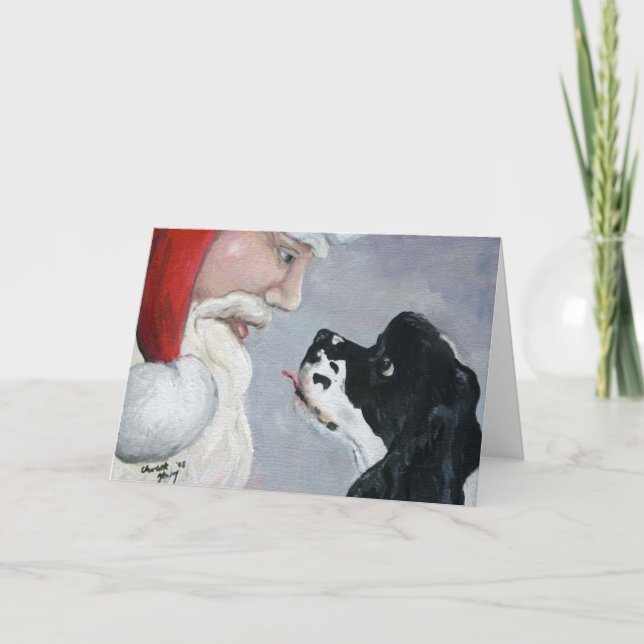 Carte de voeux d'art de cocker et de chien de Père (Devant)