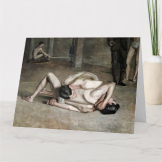Carte de vœux d'art fin Wrestlers
