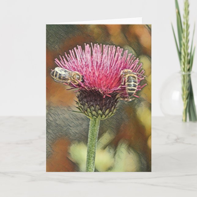 Carte de vœux d'art pastel d'abeilles à miel (Devant)