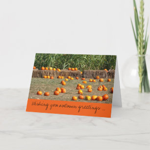 Carte de voeux d'automne citrouille, Corn et Hay