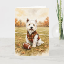 Carte de vœux d'automne de football Westie