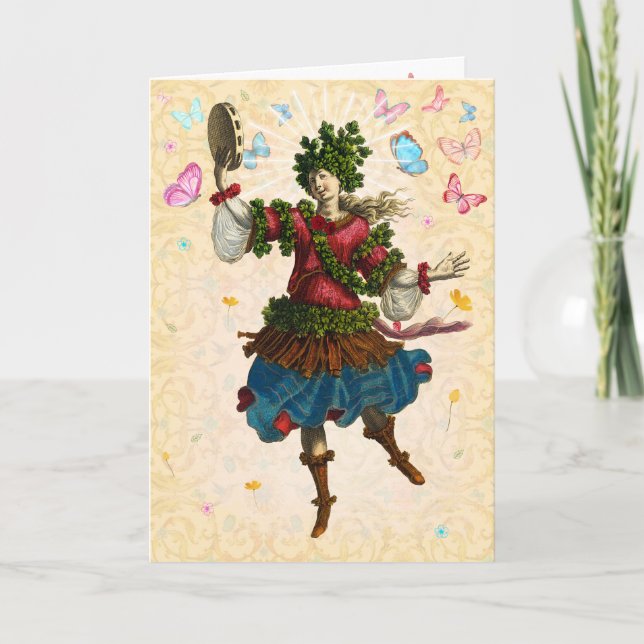 Carte de voeux de bacchante de printemps (Devant)