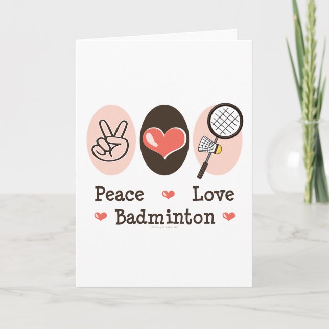 Carte de voeux de badminton d'amour de paix (Devant)