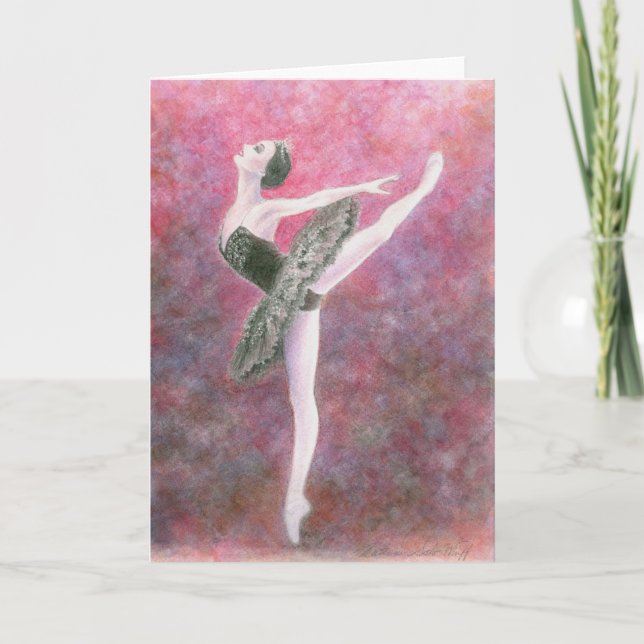Carte de voeux de ballet - cygne noir (Devant)