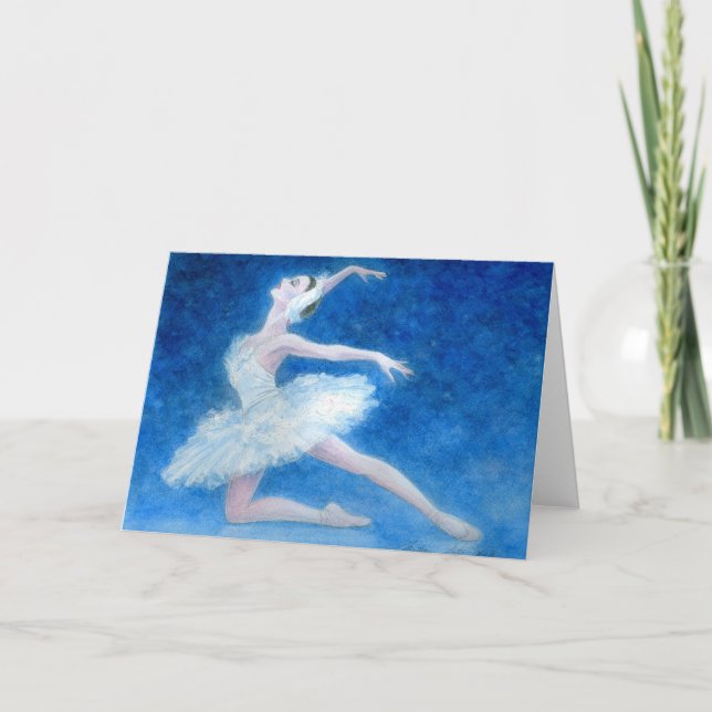Carte de voeux de ballet de lac swan (Devant)