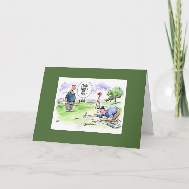 Carte de voeux de bande dessinée de golf : (Devant)