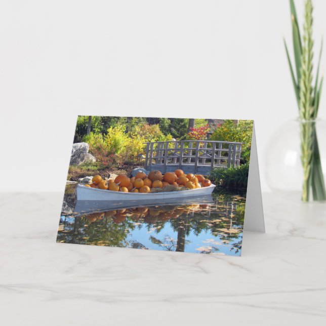Carte de voeux de bateau Citrouille Thanksgiving (Devant)
