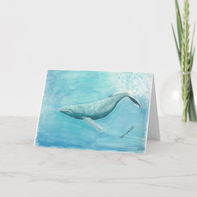 Carte de voeux de blanc d'amour de baleine (Devant)
