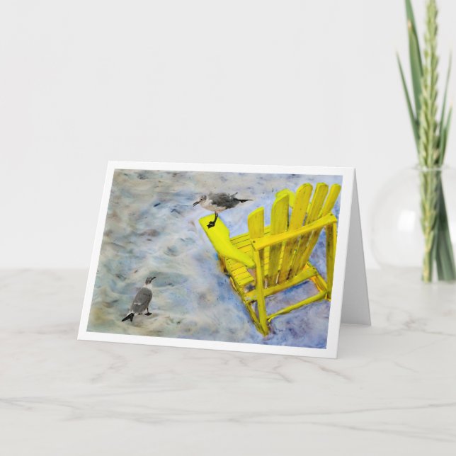 Carte de voeux de blanc de chaise de plage (Devant)