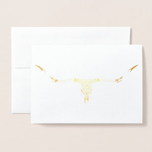 Carte de voeux de blanc de feuille d'or de crâne
