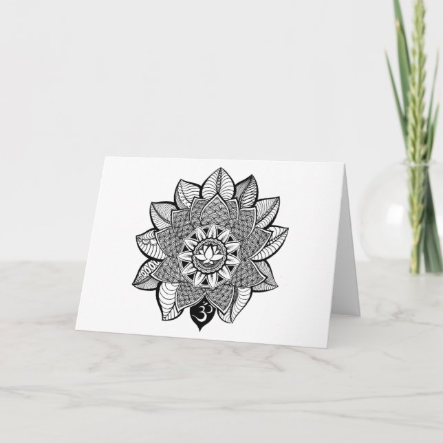 Carte de voeux de blanc de mandala de fleur de (Devant)