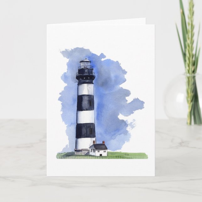 Carte de voeux de blanc de phare d'île de Bodie (Devant)
