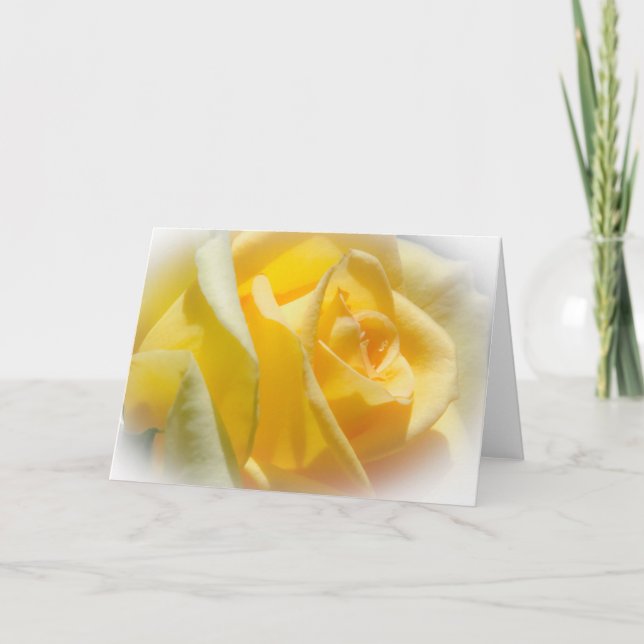 Carte de voeux de blanc de rose jaune (Devant)