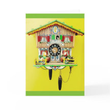 Carte de voeux de blanc d'horloge de coucou