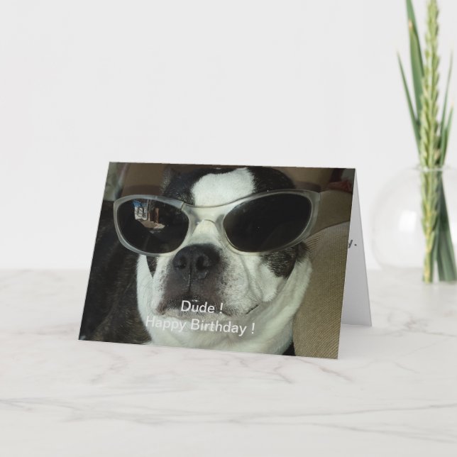 Carte de voeux de Boston Terrier de joyeux (Devant)