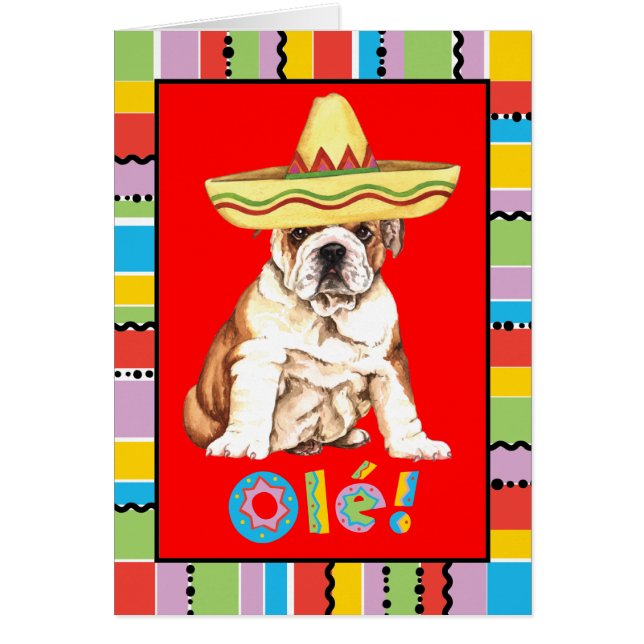 Carte de voeux de bouledogue de fiesta (Devant)