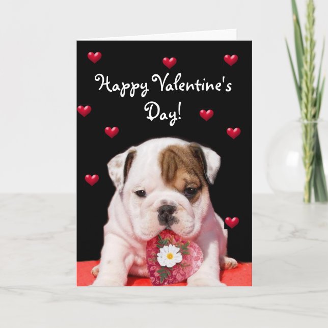 Carte de voeux de bouledogue de heureuse (Devant)