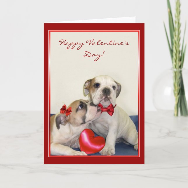 Carte de voeux de bouledogue de heureuse (Devant)