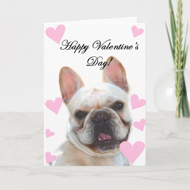 Carte de voeux de bouledogue français de heureuse (Devant)