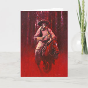 Carte de vœux de cavalier cowboy squelettique