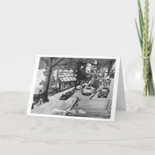 Carte de voeux de Chagrin Falls noir et blanc Ohio