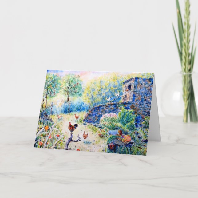 Carte de voeux de Chambre de poule de poulet (Devant)