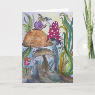Carte de voeux de champignon et d'escargot