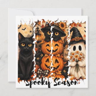 Carte de vœux de chat d'Halloween de la saison eff
