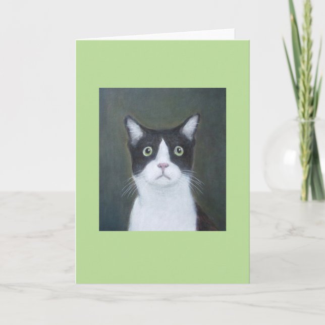 Carte de voeux de chat inquiète (Devant)