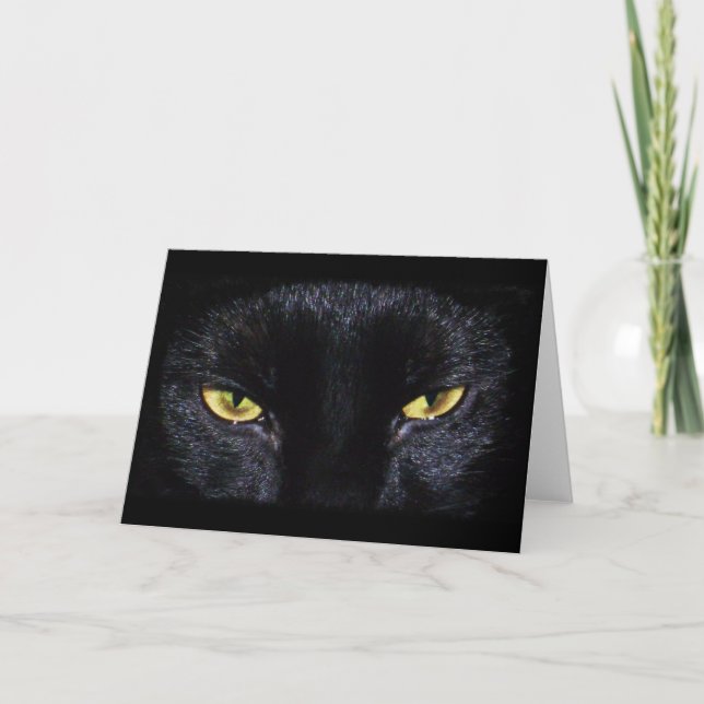 Carte de voeux de chat noir (Devant)