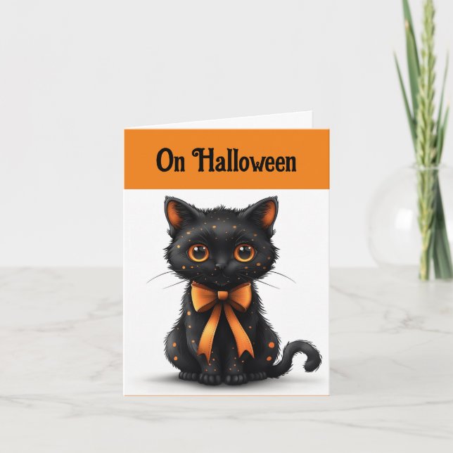 Carte de vœux de chat orange et noir (Devant)