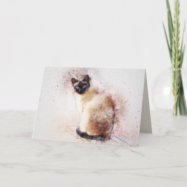 carte de voeux de chat siamese (Devant)