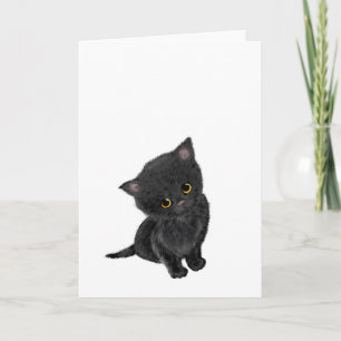 Carte de voeux de chaton noir mignon