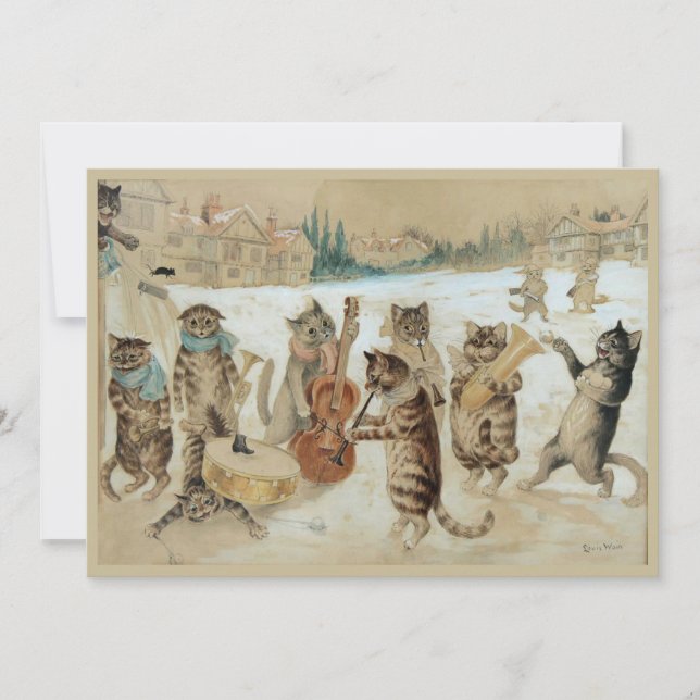 Carte de vœux de chats chantant Noël (Devant)