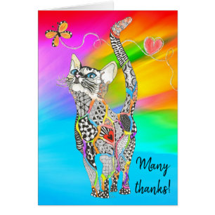 Carte de voeux de chats mignonne et colorée