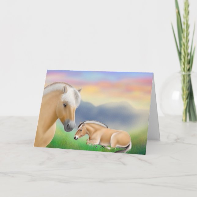 Carte de voeux de chevaux de fjord au repos (Devant)