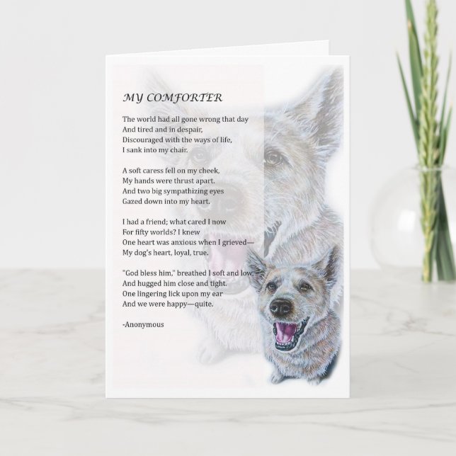 Carte de voeux de chien Conforter animal de compag (Devant)