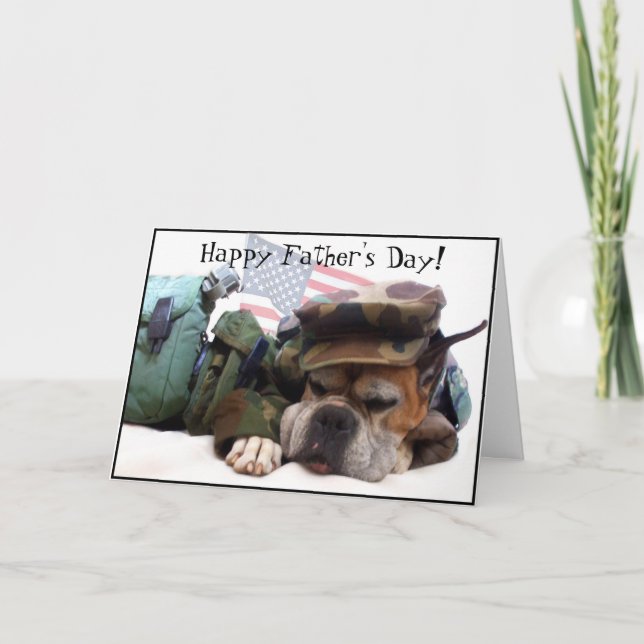 Carte de voeux de chien de boîte à Fêtes des pères (Devant)