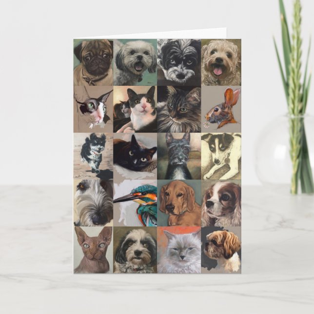 Carte de voeux de chien et de chat (Devant)
